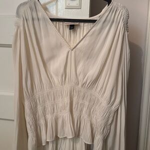 Elegant Cream V-Neck Blouse